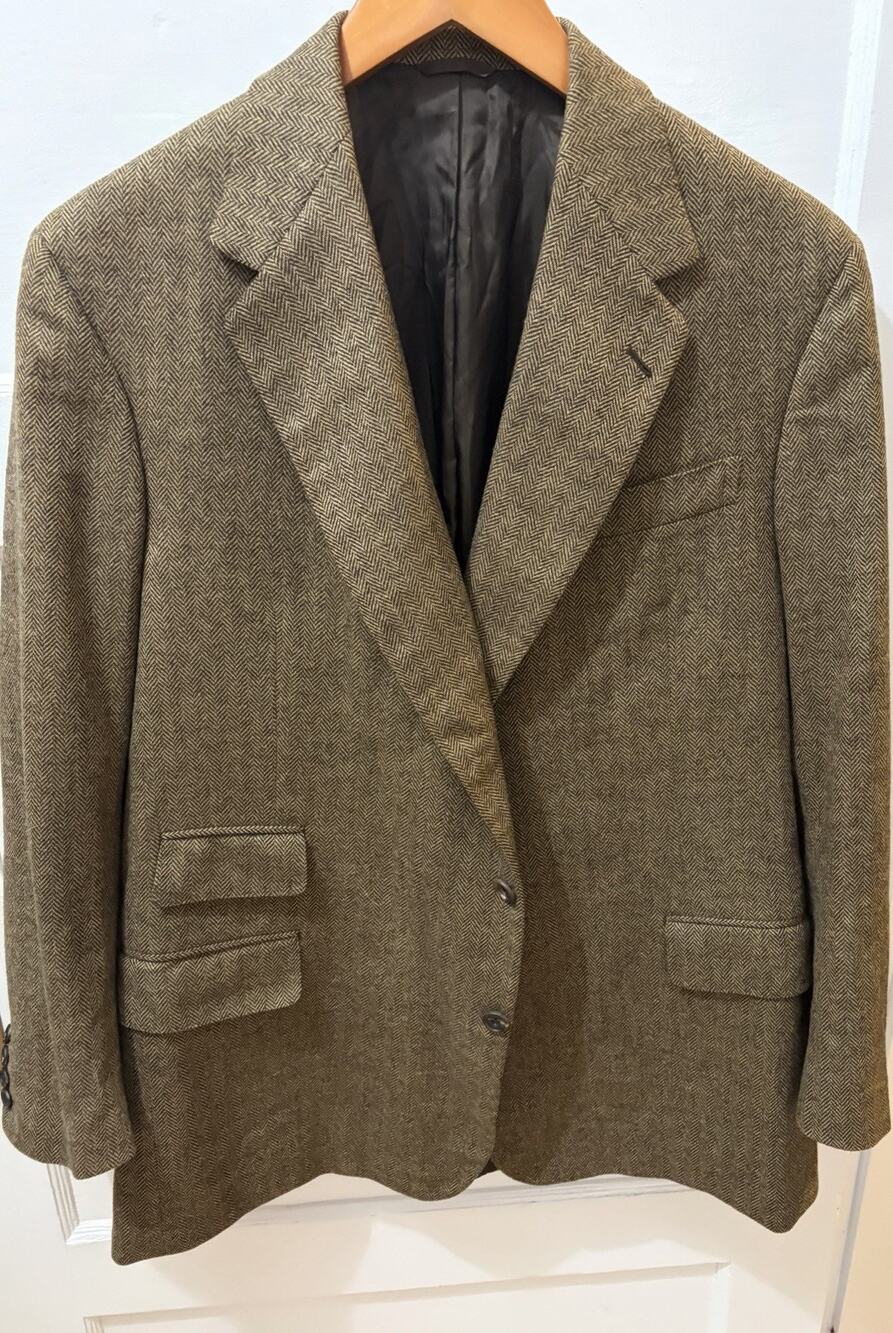 Bespoke L&S Tailor Sport Coat Jacket 40 Wool & Cashmere Patch Pocket Tweed Brown